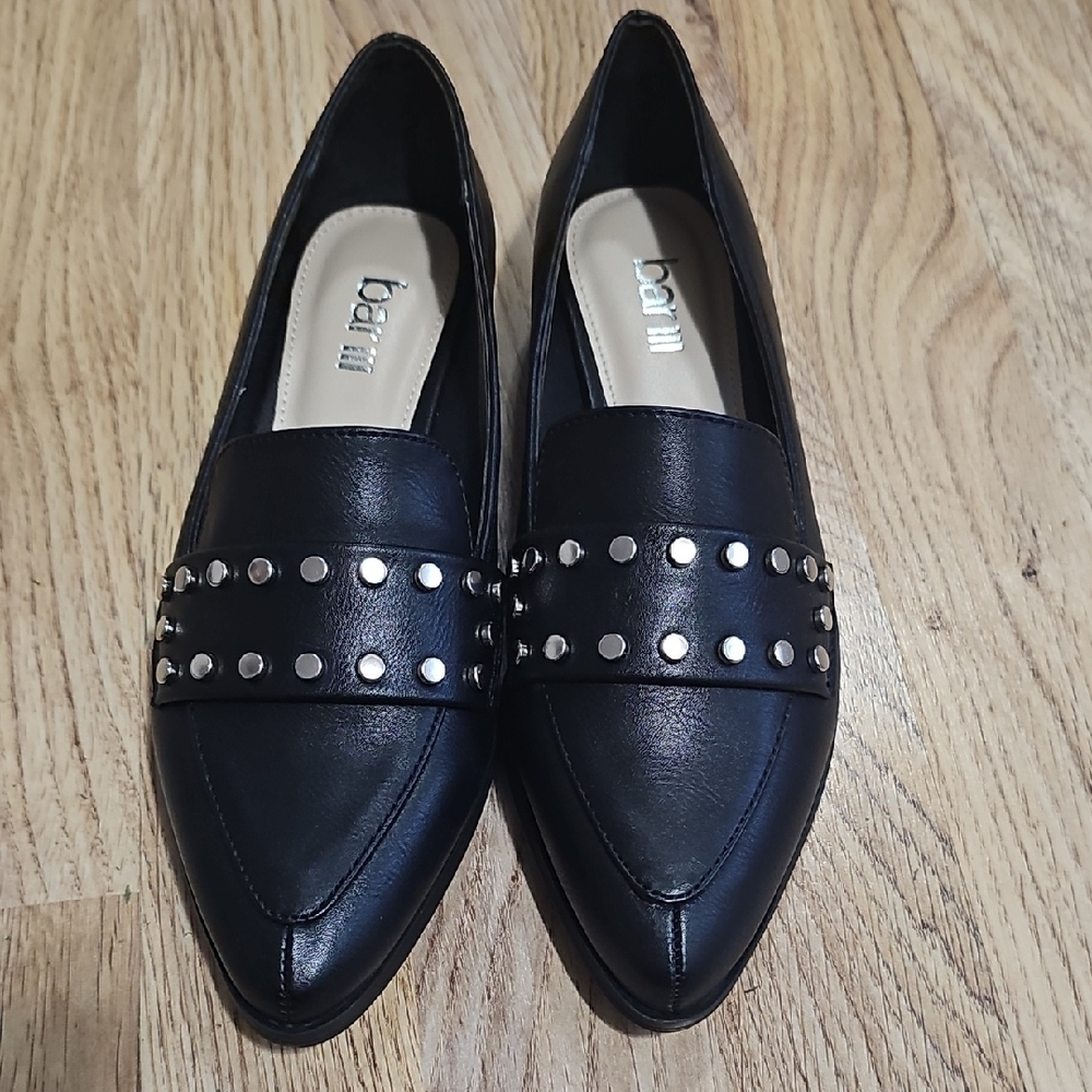 Black Studded Loafers for Women By barr III.